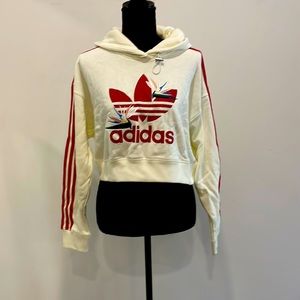 Thebe Magugu Women’s Adidas Crop Sweatshirt Sz Small Ivory and Red
